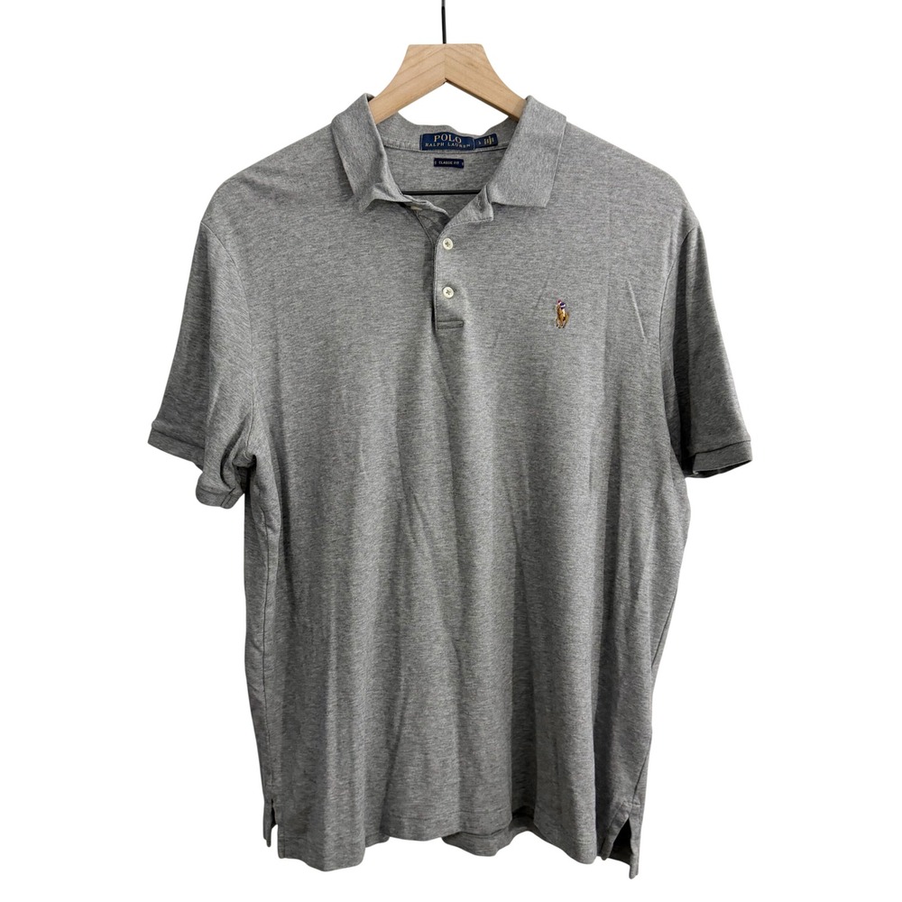 Polo Ralph Lauren Polo Shirt Gray Large Preppy Quiet Luxury Coastal Old Money